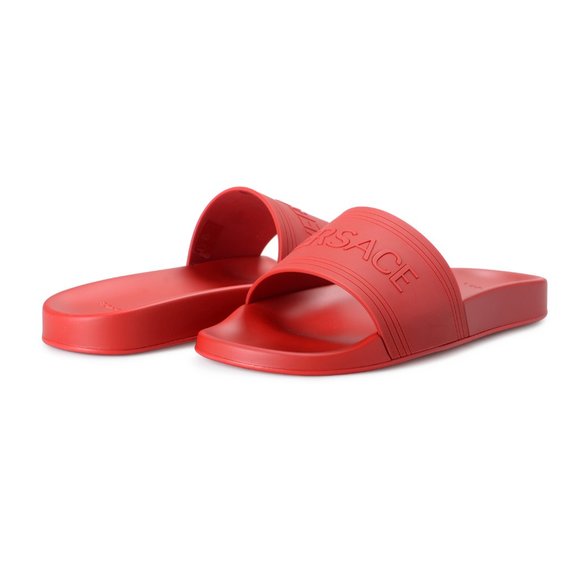 red rubber flip flops